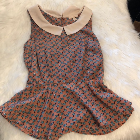 Anthropologie Tops - {Anthropologie} Sleeveless Peplum Blue Elephants